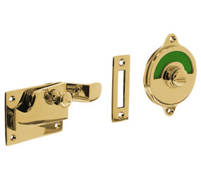 Intersteel WC-overslag met bocht en "groen / rood" indicatie messing ongelakt