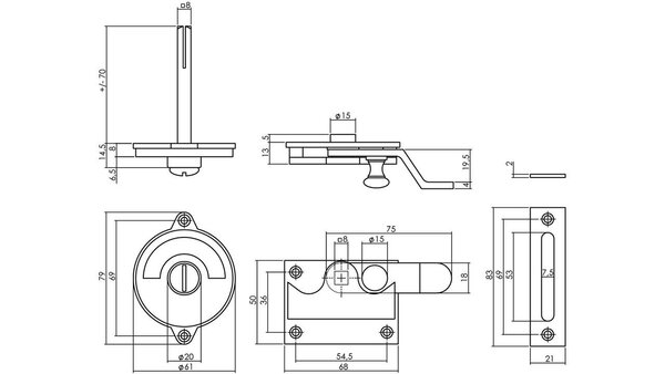 Intersteel WC-overslag met bocht en "groen / rood" indicatie messing ongelakt