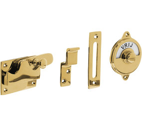 Intersteel WC-overslag vlak met tekst "vrij / bezet" messing ongelakt