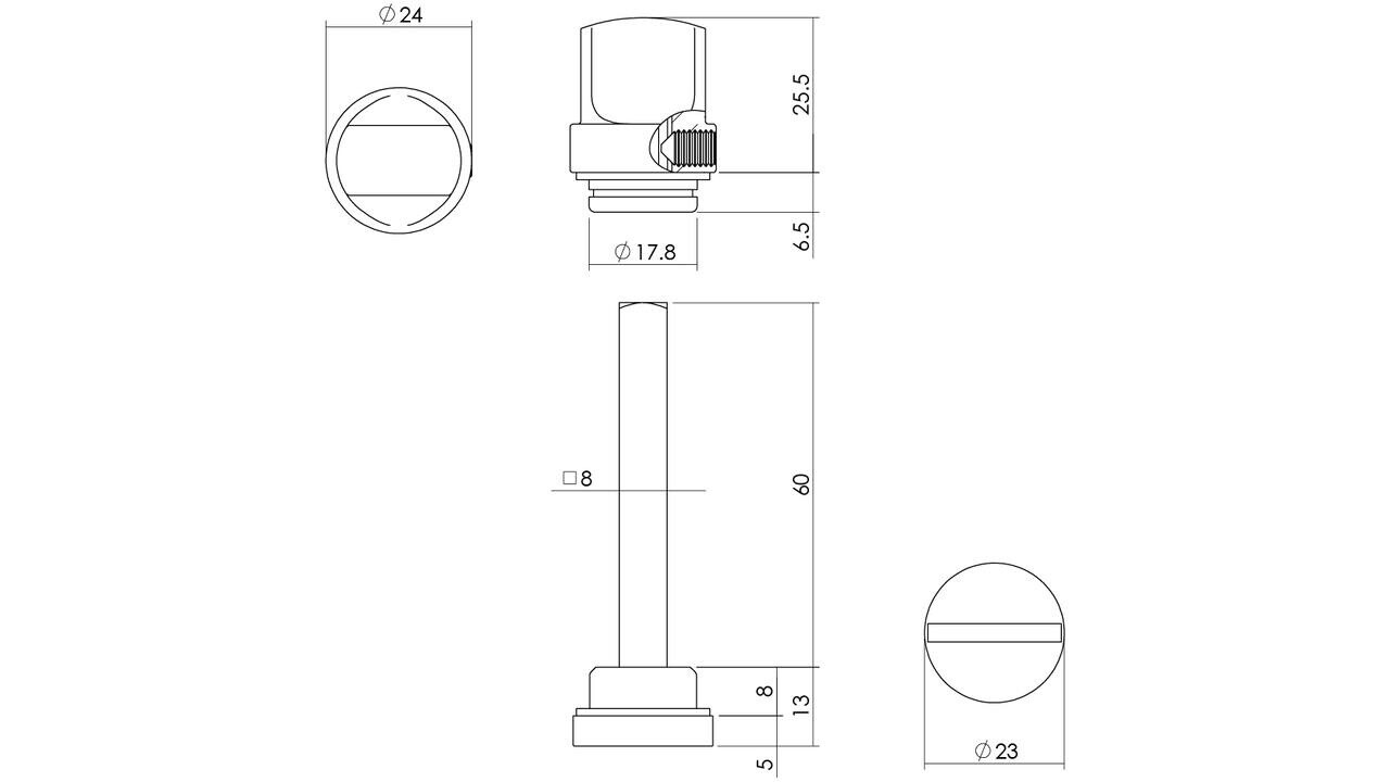 Intersteel WC-olive los 8mm messing ongelakt