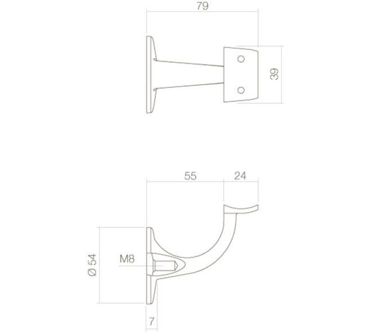 Intersteel  Leuninghouder opschroevend met hol zadel rvs