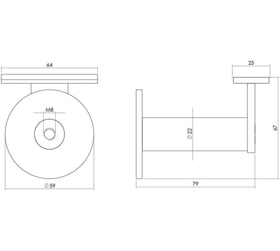Intersteel  Leuninghouder verdekt zwaar met vlak of hol zadel rvs