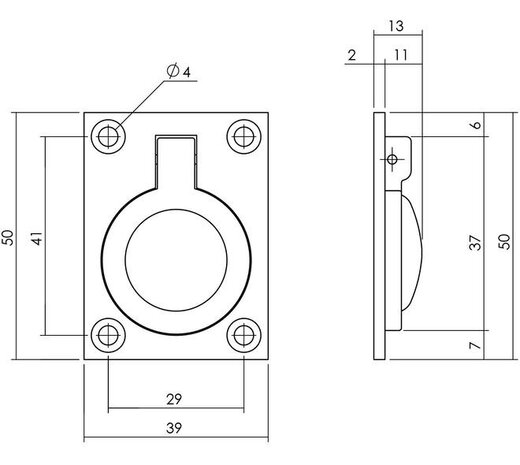 Intersteel Luikring messing gelaktin diverse afmetingen