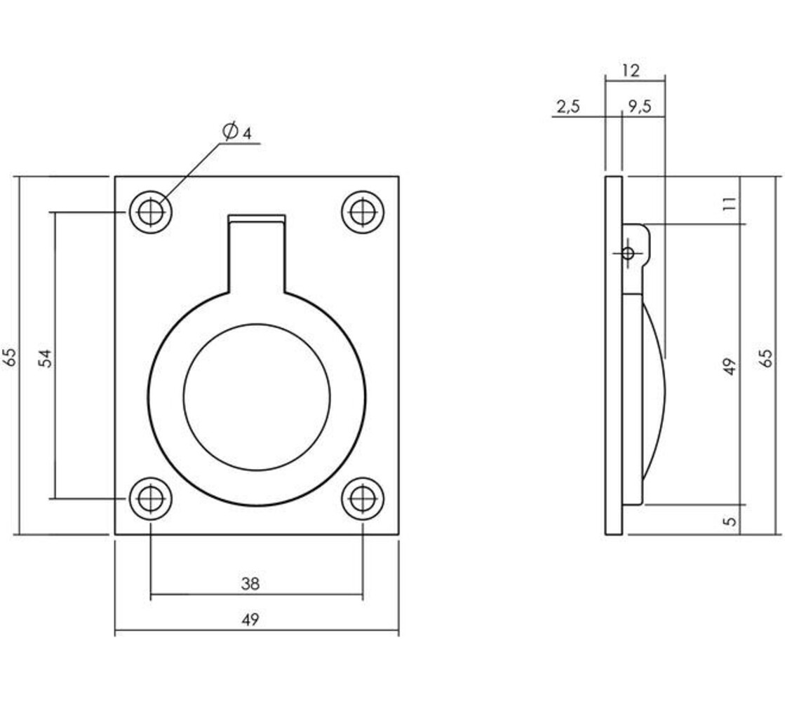 Intersteel Luikring zwart in diverse afmetingen