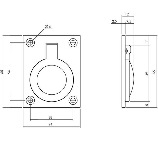 Intersteel Luikring zwart in diverse afmetingen