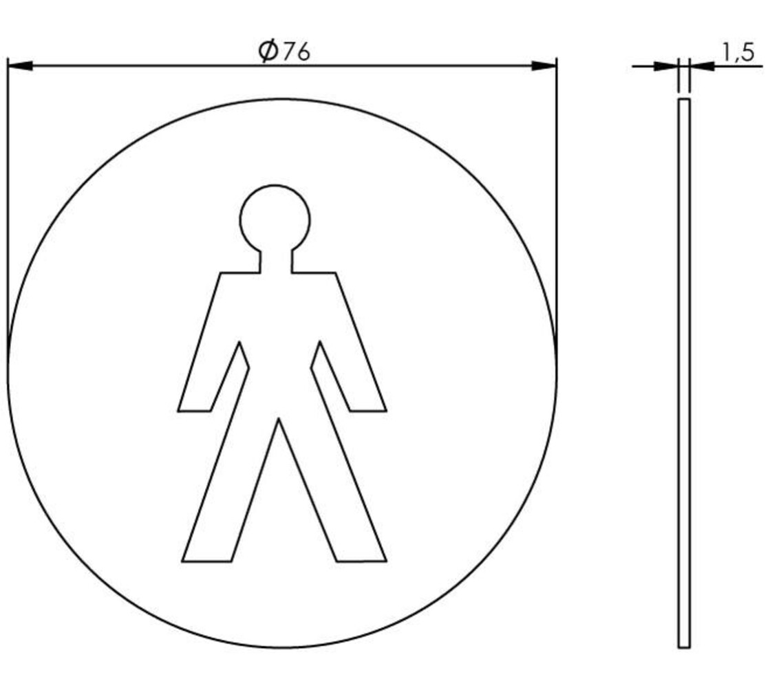 Intersteel Pictogram zelfklevend rond ø76mm WC heren rvs