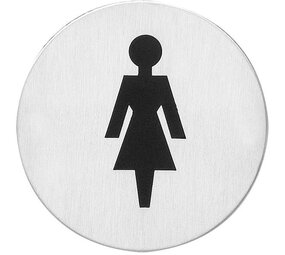 Intersteel Pictogram zelfklevend rond ø76mm WC dames rvs
