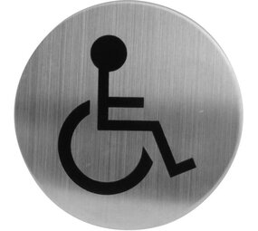 Intersteel Pictogram zelfklevend rond ø76mm WC minder valide rvs