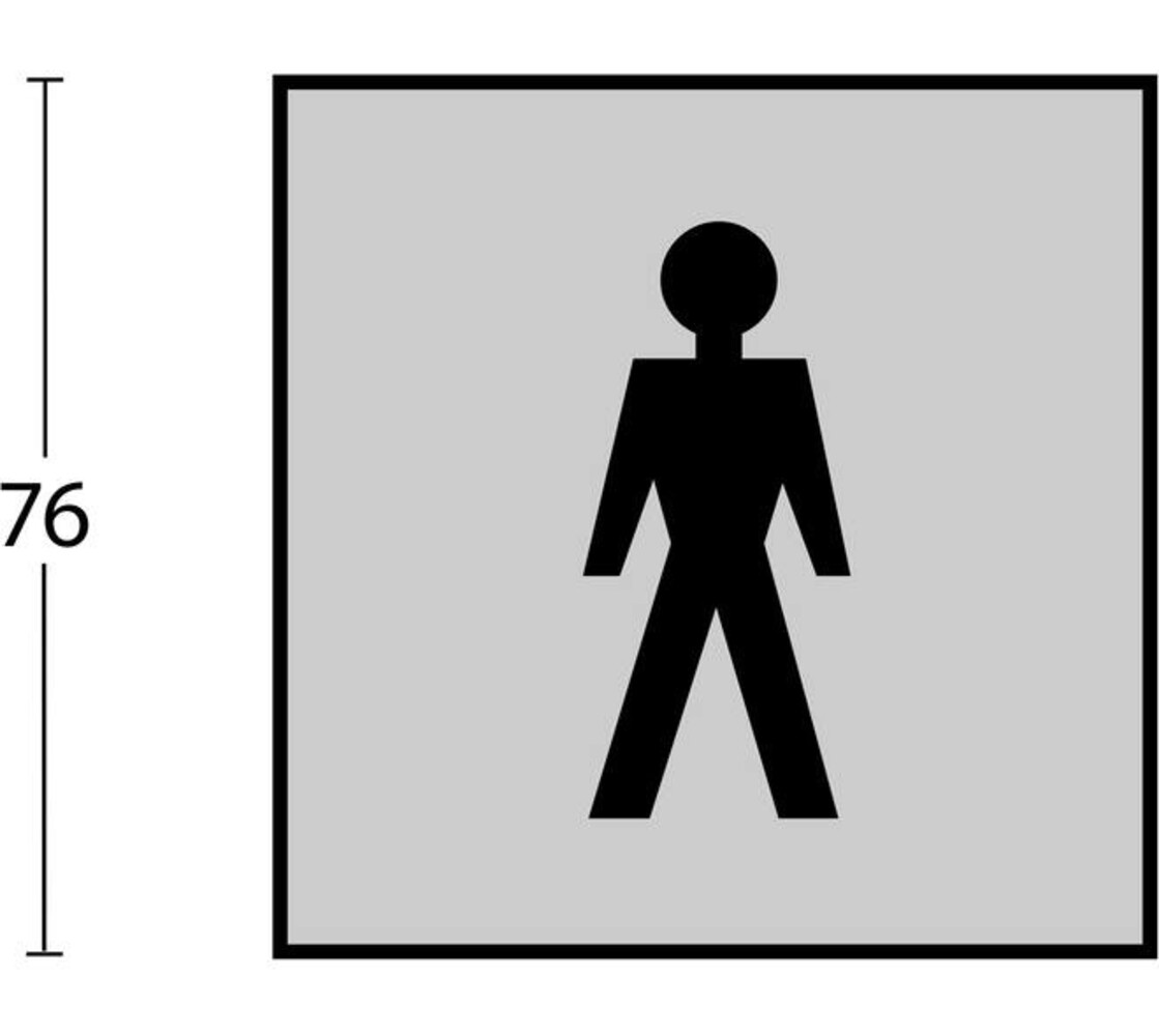 Intersteel  Pictogram zelfklevend vierkant 76x76mm WC heren rvs