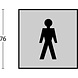 Intersteel  Pictogram zelfklevend vierkant 76x76mm WC heren rvs