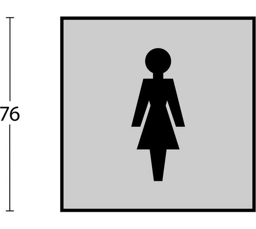 Intersteel  Pictogram zelfklevend vierkant 76x76mm WC dames rvs