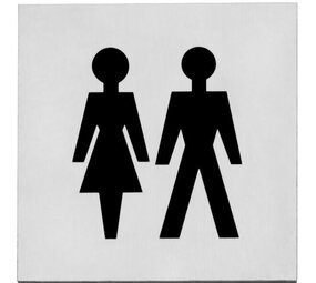 Intersteel Pictogram zelfklevend vierkant 76x76mm WC dames en heren rvs