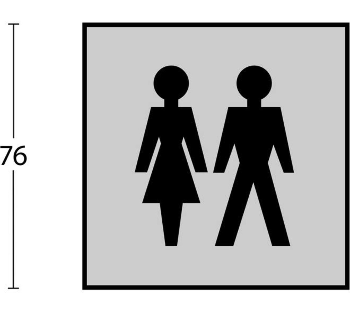 Intersteel Pictogram zelfklevend vierkant 76x76mm WC dames en heren rvs