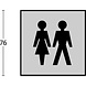 Intersteel Pictogram zelfklevend vierkant 76x76mm WC dames en heren rvs