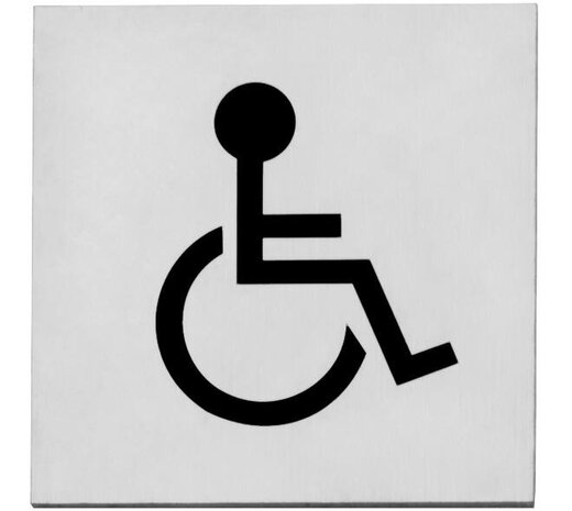 Intersteel Pictogram zelfklevend vierkant 76x76mm WC minder valide rvs