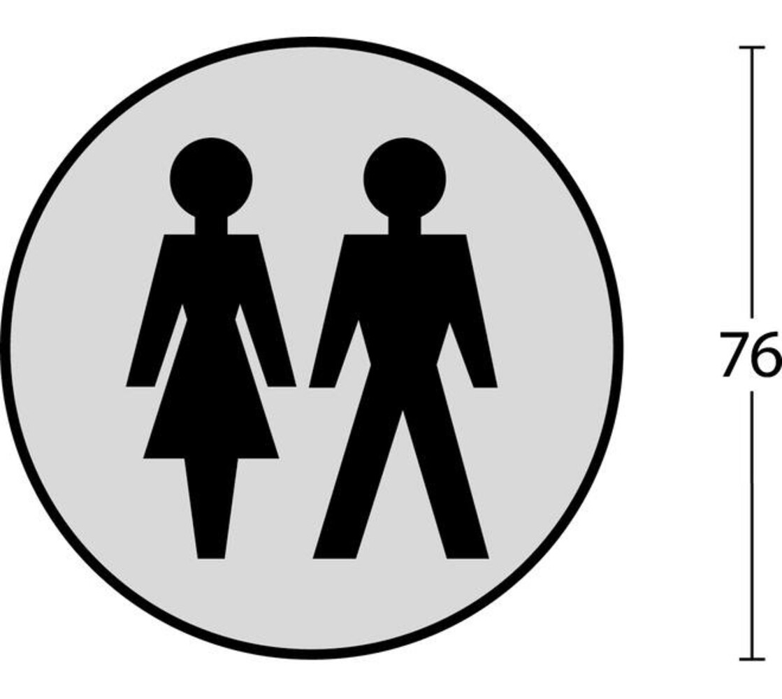 Intersteel Pictogram zelfklevend rond ø76mm WC dames en heren rvs