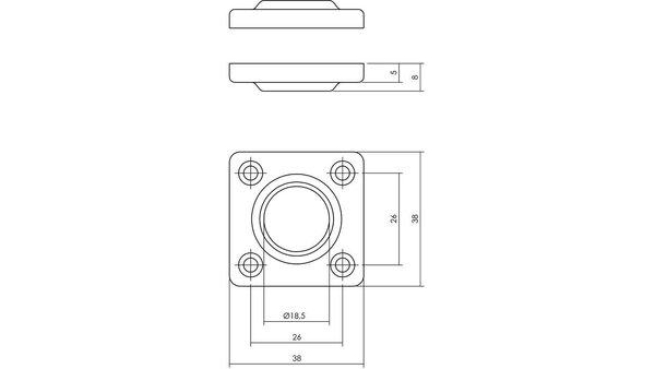Intersteel Rozetten 38x38x5mm messing getrommeld