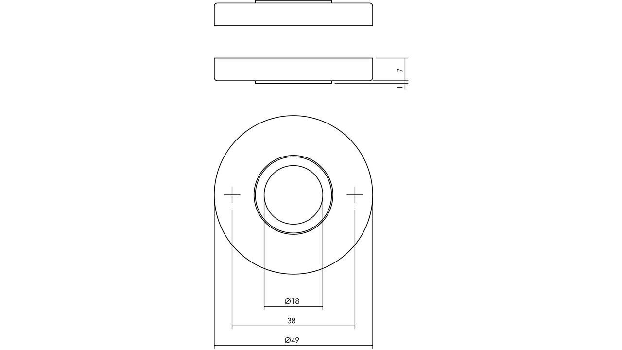 Intersteel Rozetten verdekt ø49x7mm messing getrommeld