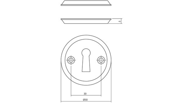 Intersteel Sleutelrozetten ø50x5mm messing getrommeld
