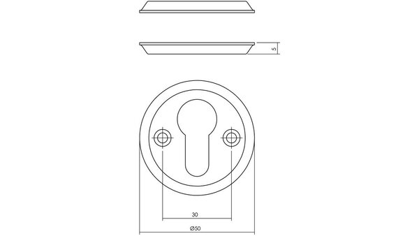 Intersteel Cilinderrozetten ø50x5mm messing getrommeld