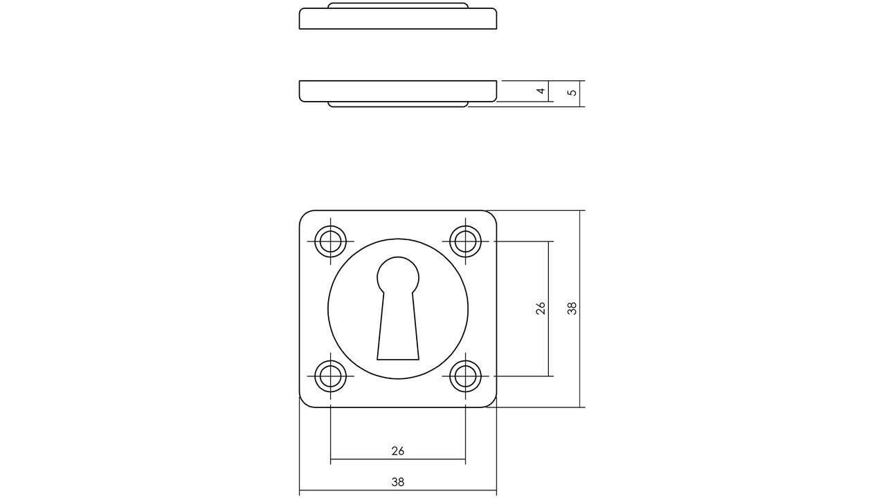 Intersteel Sleutelrozetten 38x38x5mm messing getrommeld Intersteel Sleutelrozetten 38x38x5mm messing getrommeld