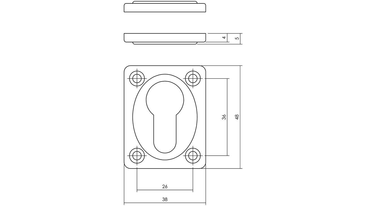 Intersteel Cilinderrozetten 47x37x5mm messing getrommeld