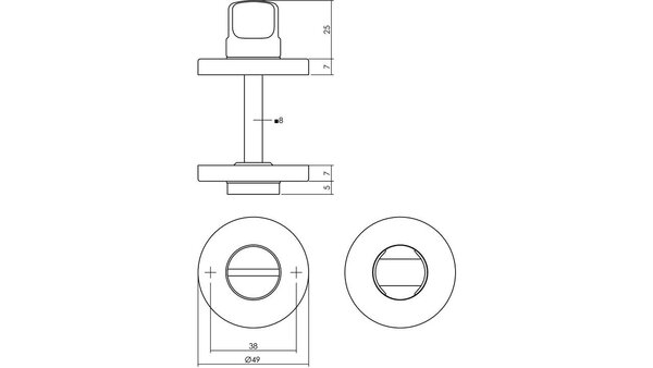 Intersteel WC-sluiting verdekt ø49x7mm met stift 8x8mm messing getrommeld Intersteel WC-sluiting verdekt ø49x7mm met stift 8x8mm messing getrommeld