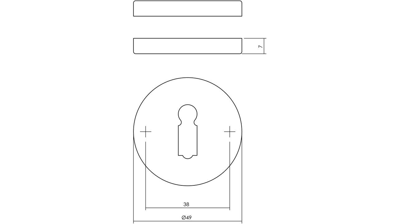 Intersteel Sleutelrozetten verdekt ø49x7mm messing getrommeld