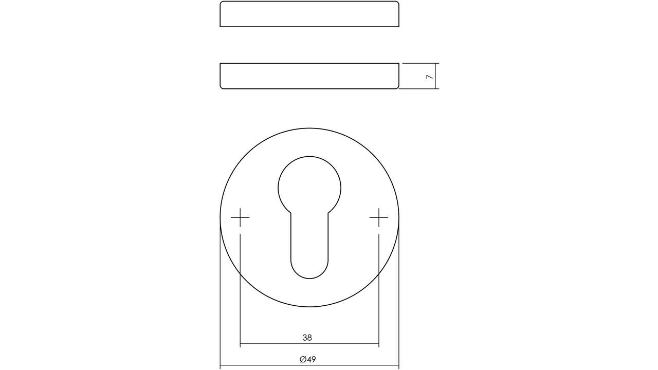 Intersteel Cilinderrozetten verdekt ø49x7mm messing getrommeld Intersteel Cilinderrozetten verdekt ø49x7mm messing getrommeld