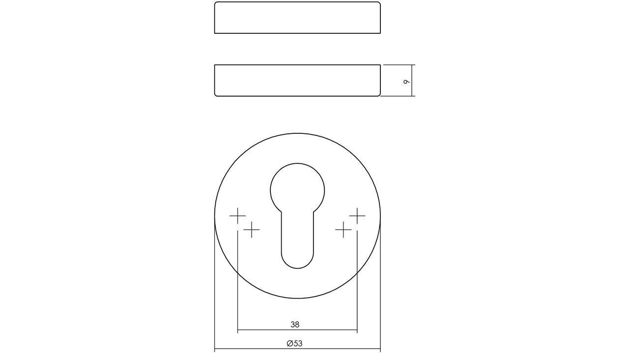 Intersteel Cilinderrozetten verdekt ø53x9mm PVD messing getrommeld Intersteel Cilinderrozetten verdekt ø53x9mm PVD messing getrommeld