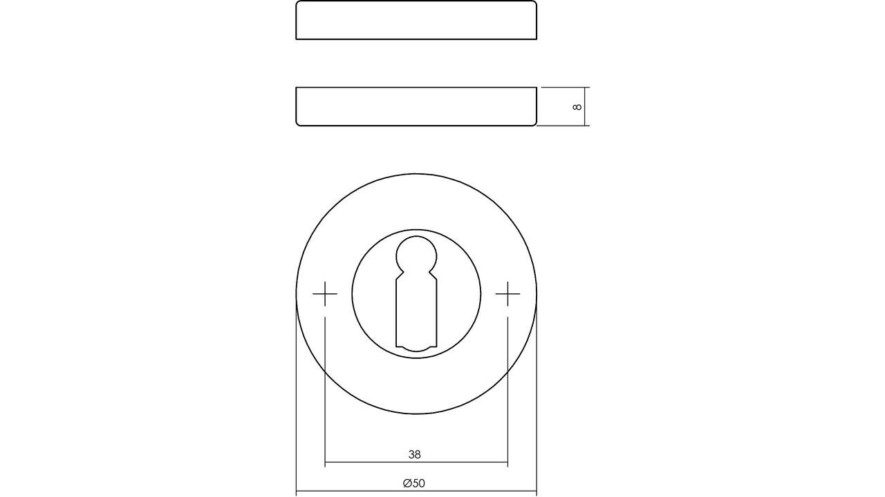 Intersteel Sleutelrozetten verdekt ø50x8mm messing gelakt