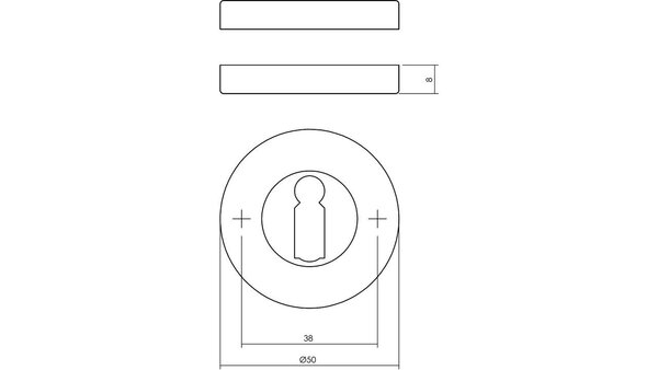 Intersteel Sleutelrozetten verdekt ø50x8mm messing gelakt