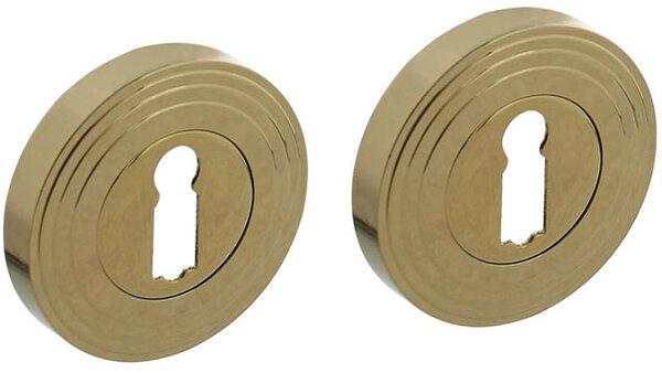 Intersteel Sleutelrozetten verdekt met rillen ø55x10mm en nokken PVD messingkleur