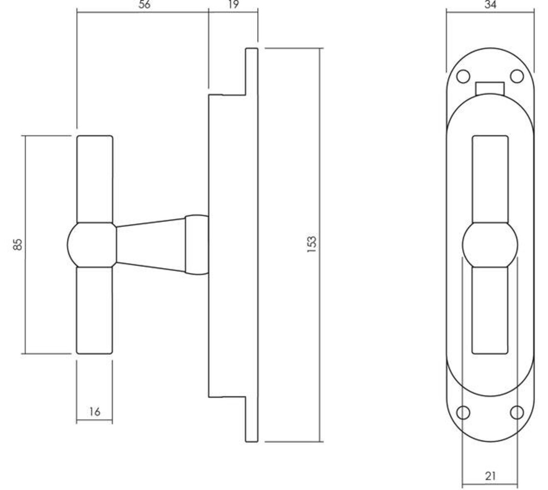Intersteel  Set kruk-espagnolet T-kruk inclusief stangenset 2x 1250mm messing gelakt
