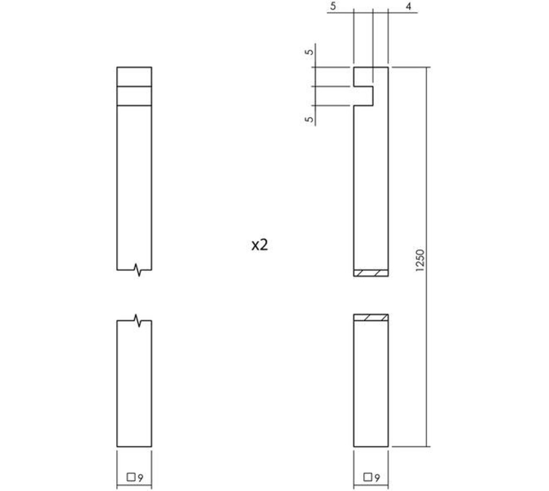 Intersteel  Set pomp-espagnolet inclusief stangenset 2x 1250mm messing gelakt