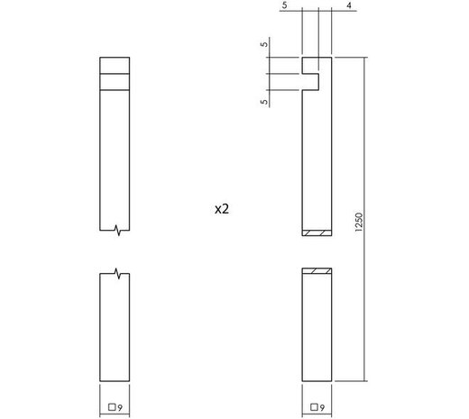 Intersteel Set pomp-espagnolet Ton 400 inclusief stangenset 2x 1250mm messing gelakt/ebbenhout