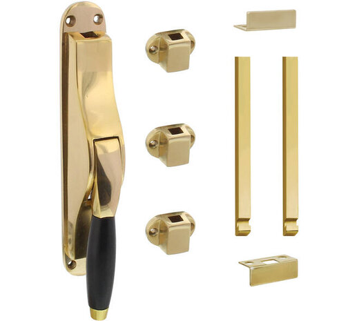 Intersteel Set pomp-espagnolet Ton basic inclusief stangenset 2x 1250mm messing gelakt/ebbenhout