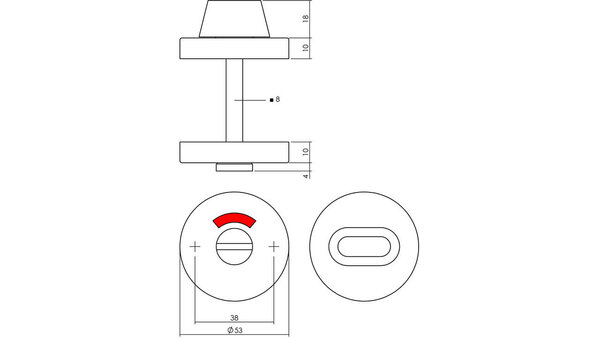 Intersteel WC-sluiting verdekt ø53x10mm met stift 8x8mm PVD messingkleur Intersteel WC-sluiting verdekt ø53x10mm met stift 8x8mm PVD messingkleur