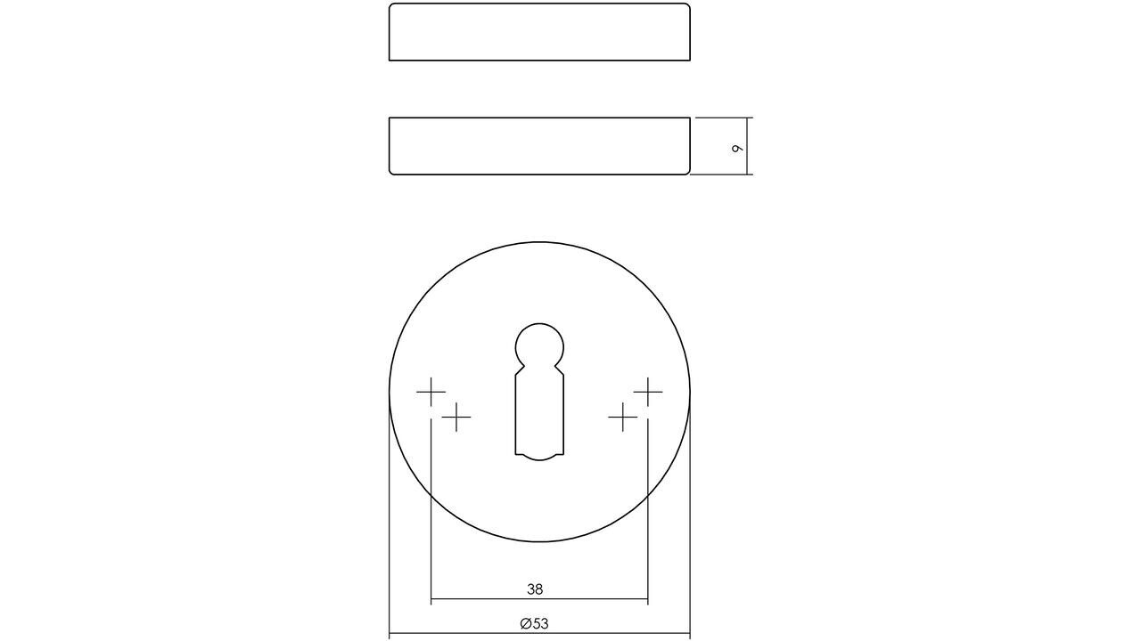 Intersteel Sleutelrozetten verdekt ø53x9mm PVD messingkleur