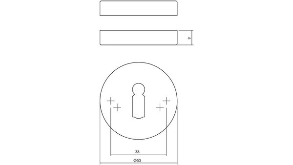 Intersteel Sleutelrozetten verdekt ø53x9mm PVD messingkleur