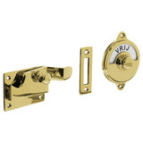 Intersteel WC-overslag met bocht en tekst "vrij / bezet" messing gelakt