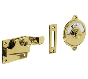 Intersteel WC-overslag met bocht en tekst "vrij / bezet" messing gelakt Intersteel WC-overslag met bocht en tekst "vrij / bezet" messing gelakt