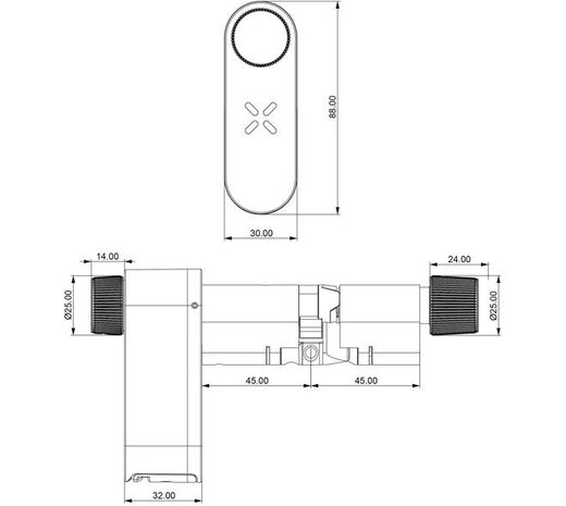 Intersteel Intersteel Black X Smart Lock 35/35mm - 45/45mm zwart