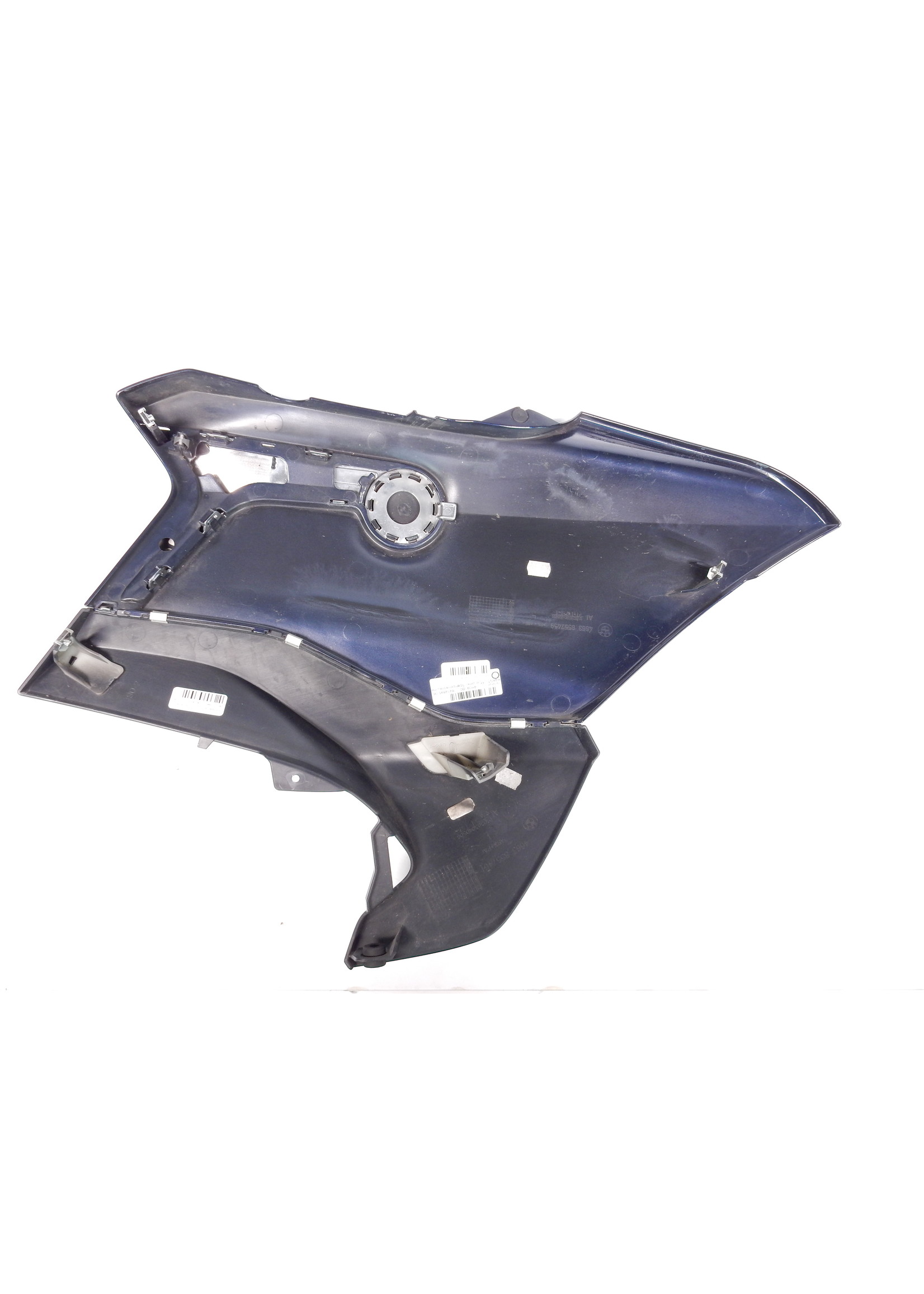 BMW BMW K 1600 Bagger Zijbekleding boven links IMPERIAL-BLUE / Zijbekleding onder links NIGHTBLACK UNI / Embleemhouder links verchroomd / BMW embleem / 46638414895 / 46638557461 / 46638358209 / 46638546386