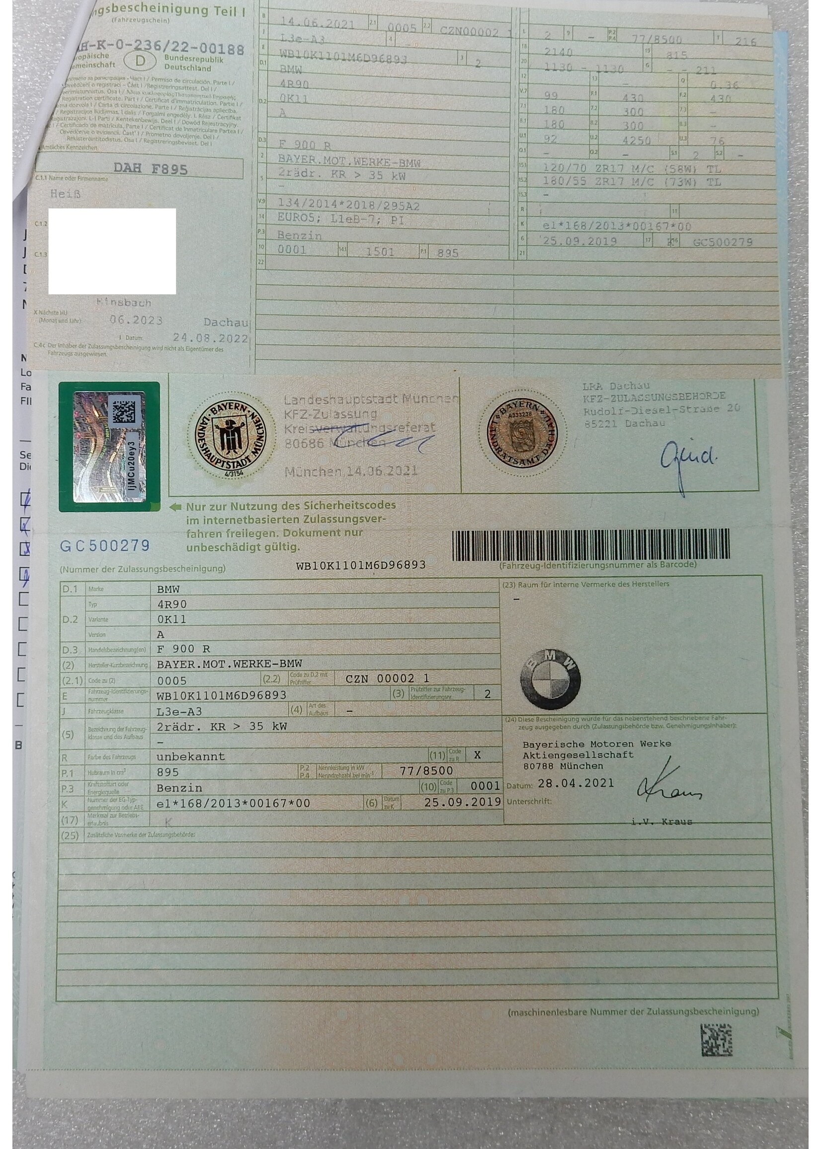 BMW BMW F 900 R Vorderrahmen + EU-Papiere /  46511540504 / 8568994