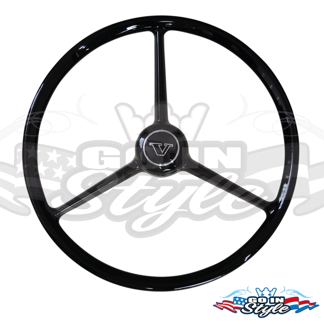 Retro 3-spoke steering wheel, available in grey, white and black!