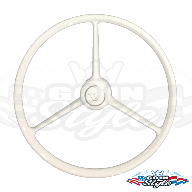 Retro 3-spoke steering wheel, available in grey, white and black!