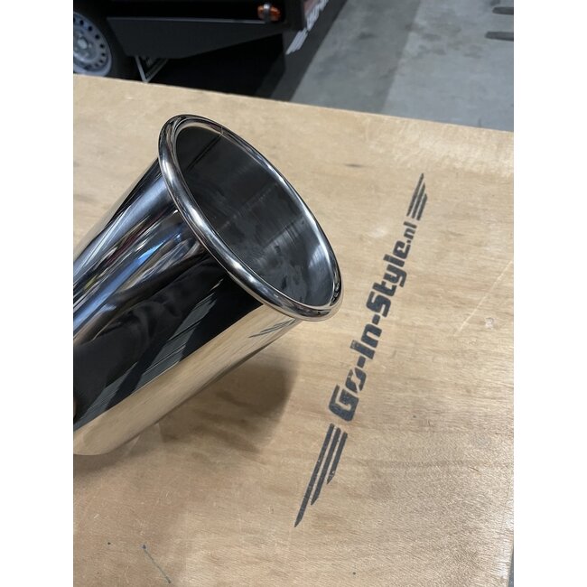 Stainless polished exhaust tip 129mm with seamed edge