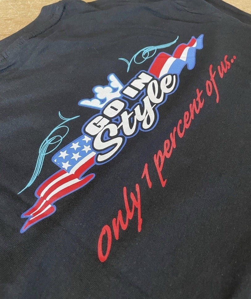 T-Shirt 1% of us zwart met full colour bedrukking