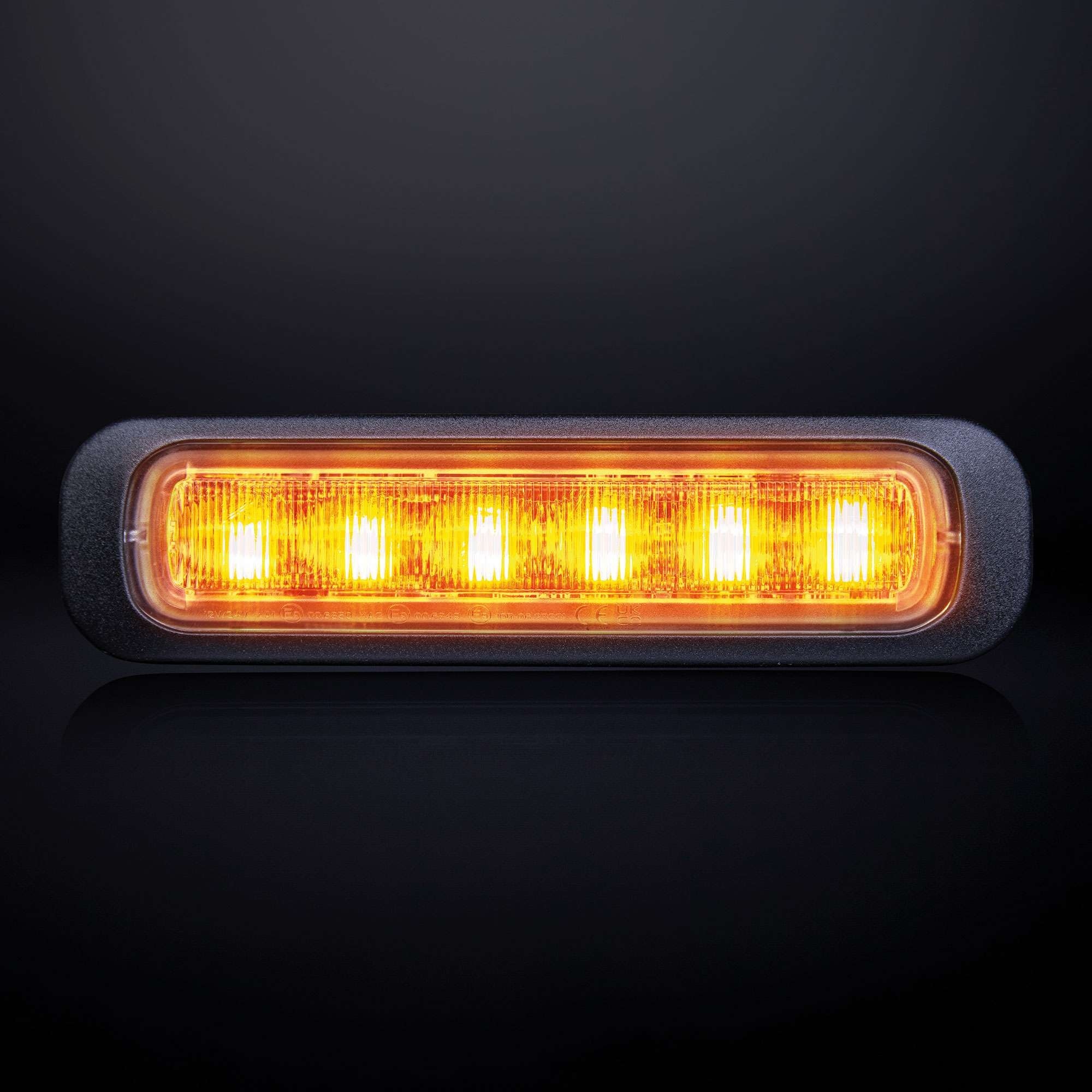 Strands Dark Knight Directional Warning Light Amber 6 Led Clear Glass